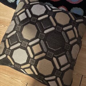 Geometric Patterned Throw Pillow - Black and Tan